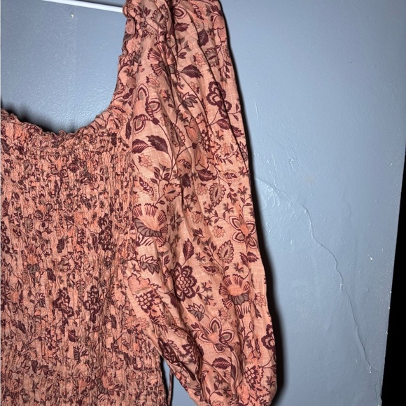 Free People Smock It To Me Mini Dress Apricot Combo Size large - Picture 6 of 8